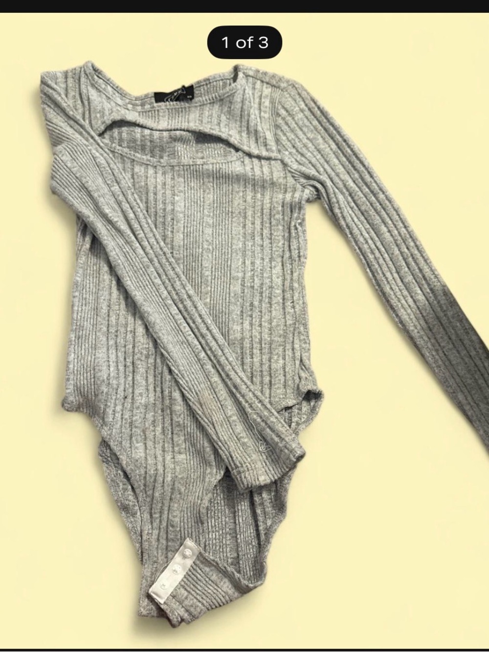 Cider Ribbed Long Sleeve Bodysuit - Light Gray